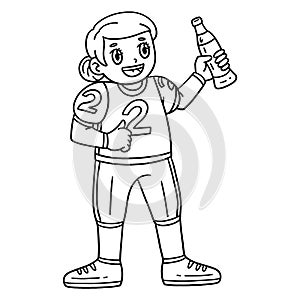 American Football Girl with Energy Drink Isolated