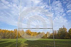 American football goal post on an empty field