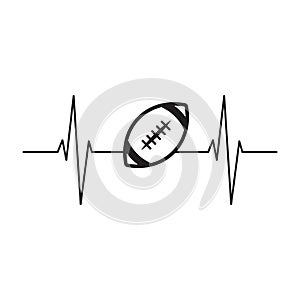 American Football Heartbeat vector illustration isolated