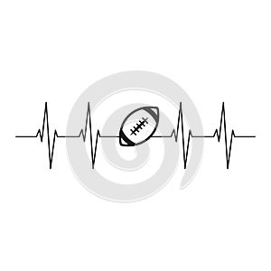 American Football Heartbeat vector illustration isolated