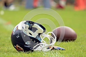 American Football - helmet and ball