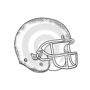 American Football Helmet Black and White Drawing