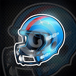 American football helmet in center. Sport logo for any team