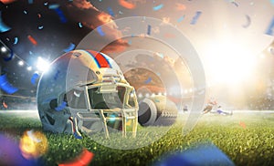 American football helmet close up on the grand arena photo