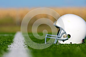 American Football Helmet on Field