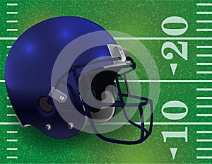 American Football Helmet on Field Illustration