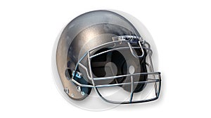 American football helmet, sports equipment on white background