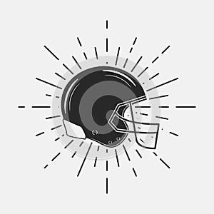 American Football helmet with sunburst isolated on a white background