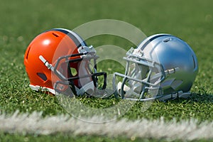 American football helmets