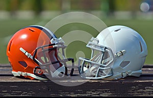 American football helmets