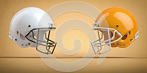 American football helmets and ball.Final match concept.Space for text