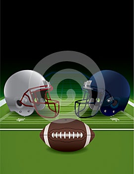 American Football Helmets, Ball, and Turf FIeld