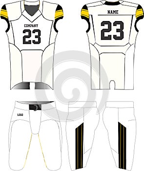 American Football jersey uniforms mock ups design template  front and back view illustration