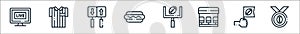 american football line icons. linear set. quality vector line set such as medal, flag, bench, goal post, hot dog, board, referee