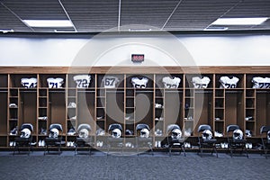 American Football locker room in a large stadium