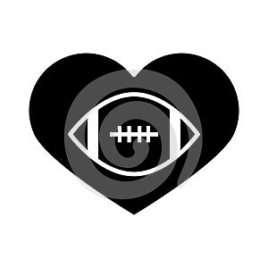 American football love game sport professional and recreational silhouette design icon