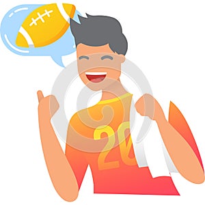 American football male player vector icon isolated