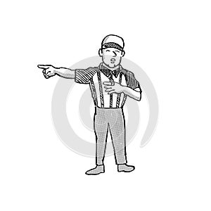 American Football Official  Cartoon Black and White