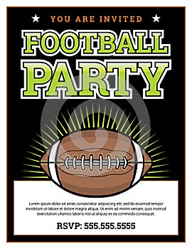 American Football Party Invitation Template Background Illustration