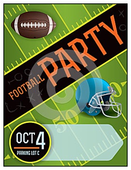 American Football Party Poster Illustration