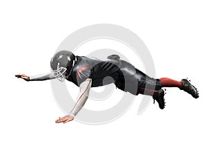 American football player in action isolated white