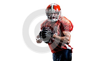 American football player in action white isolated