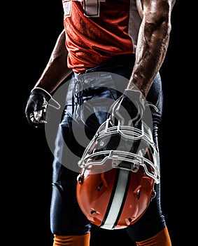 American football player in black isolated