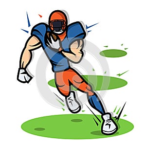 American Football Player Cartoon With Big Muscle