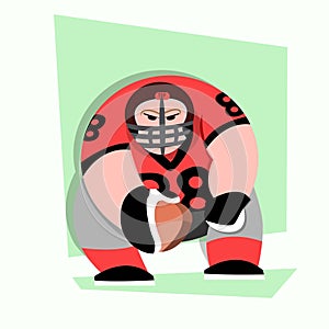 American Football Player Cartoon With Big Muscle