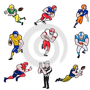 American Football Player Cartoon Collection Set