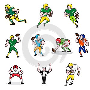 American Football Player Cartoon Collection Set