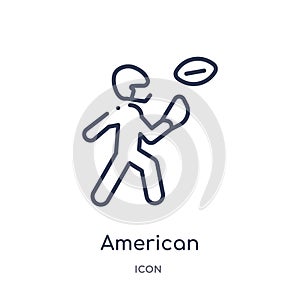 american football player catching the ball icon from sports outline collection. Thin line american football player catching the