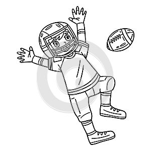American Football Player Catching Ball Isolated
