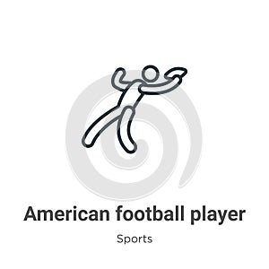 American football player catching the ball outline vector icon. Thin line black american football player catching the ball icon,