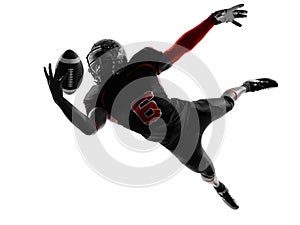 American football player catching ball silhouette