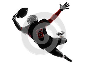 American football player catching ball silhouette