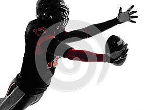 American football player catching ball silhouette