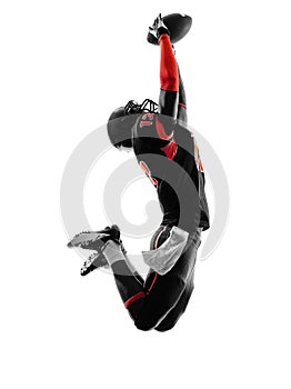 American football player catching ball silhouette