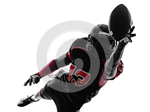 American football player catching ball silhouette