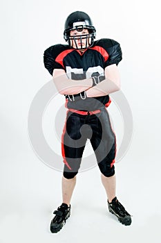 American football player in helmet