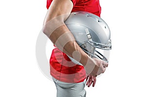 American football player with helmet