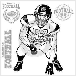 American football player isolated on the white