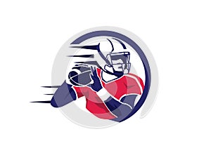 American football player logo illustration.