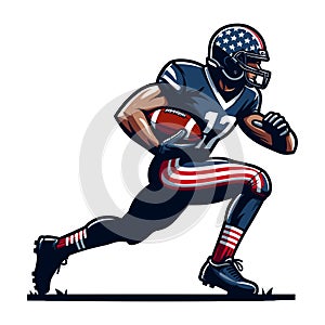 American football player men athlete vector illustration, colorful style American football rugby game male player design template