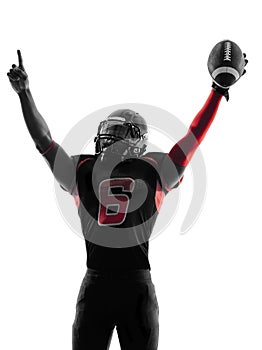 American football player portrait celebrating touchdown silhoue