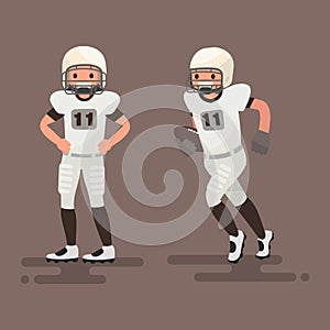 American football. Player posing, player is running. Vector illustration