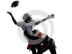 American football player quarterback sacked fumble silhouette photo