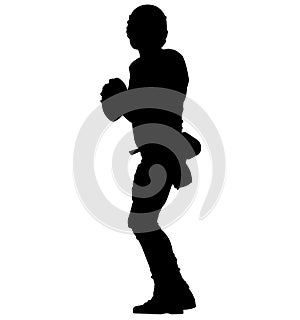 American football player quarterback throwing a pass. Quarterback throws a pass silhouette