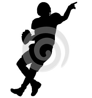 American football player quarterback throwing a pass. Quarterback throws a pass silhouette photo