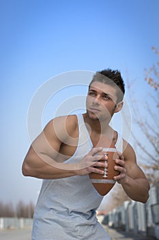 American football player ready to throw ball